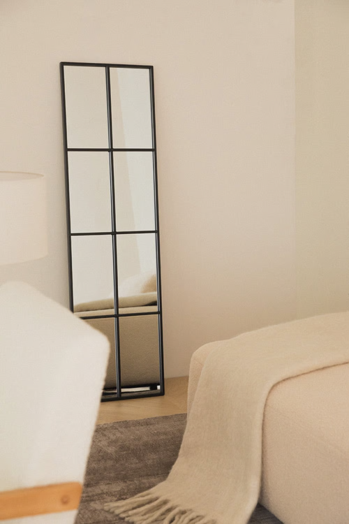 Rania Rectangular Wall Mirror with Window Effect 40 x 130 cm (Metal)